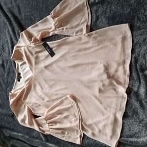 Lulu's blush bell sleeve lined shift dress